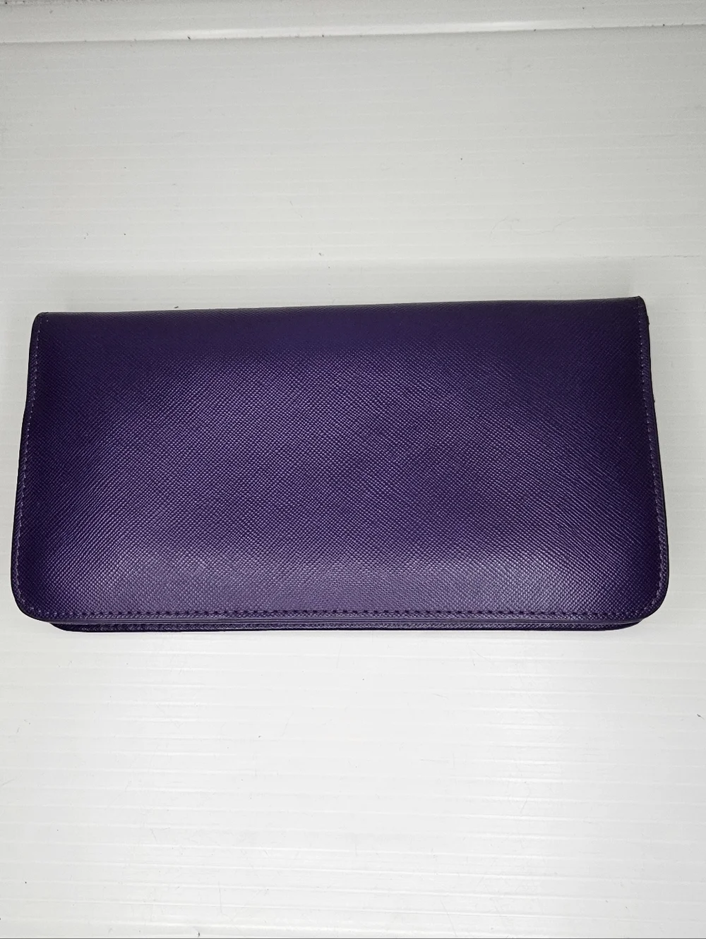 Tory Burch Robinson Zip Around Continental Wallet Large Purple Saffiano Leather
